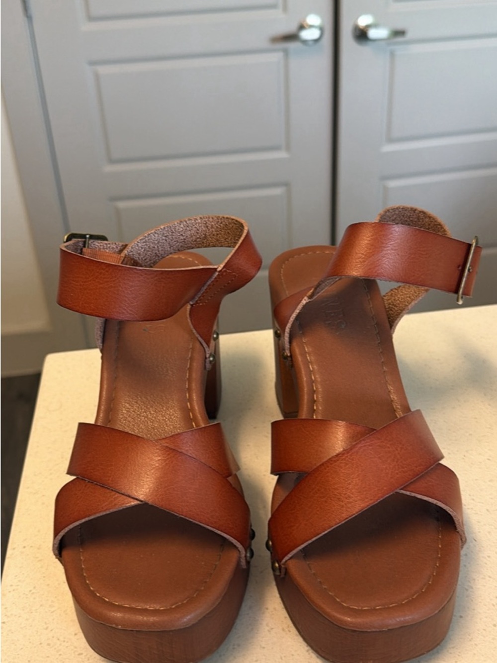 Women’s Brown Platform Ankle-Strap Sandals